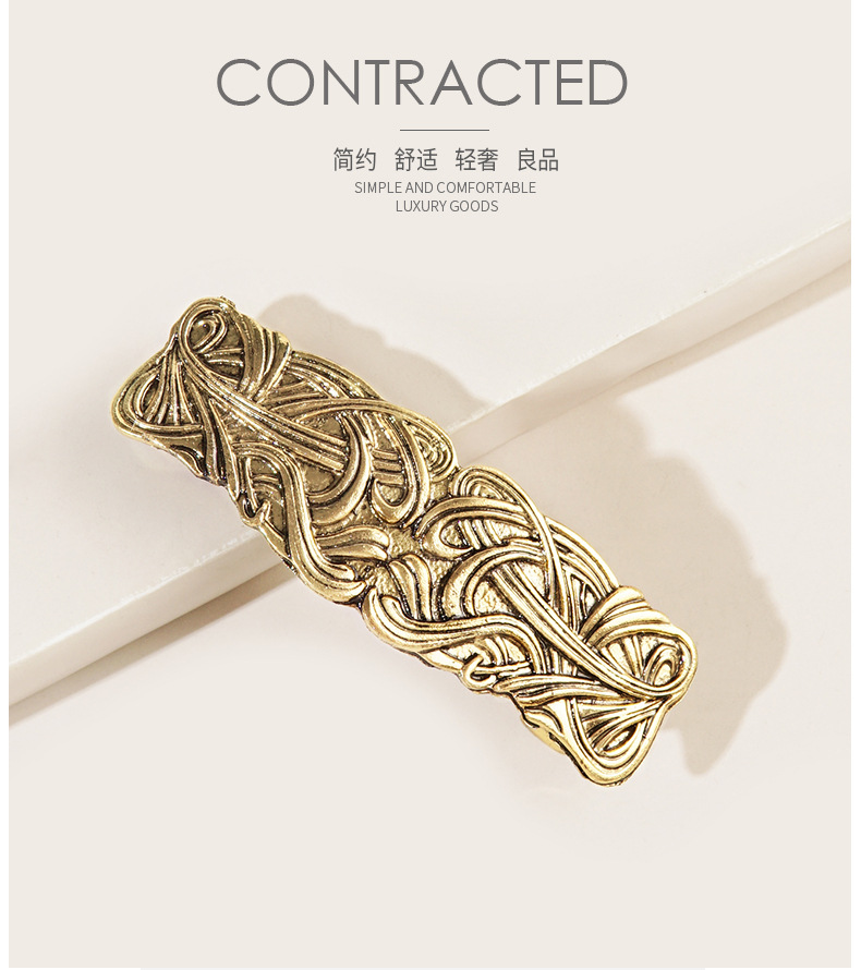 30g Weight Headwear Classification Metal Material Waves Pattern Retro Metal Abstract Stripe Symmetrical Large Flower Hairpin