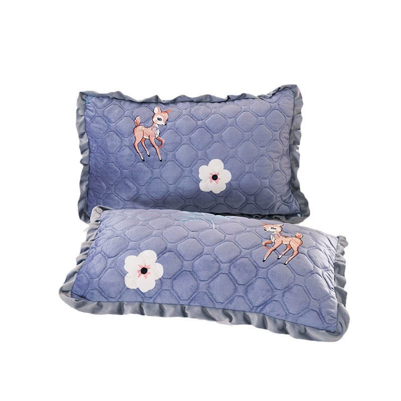 Winter double-layer quilted pillowcase, warm set for elementary school students