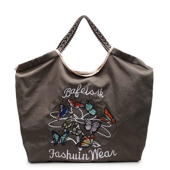 Cross-border Women's Bag 2025 New Nylon Embroidered Bag Fashion Large Capacity Portable Travel Bag Shoulder Bag Shopping Bag