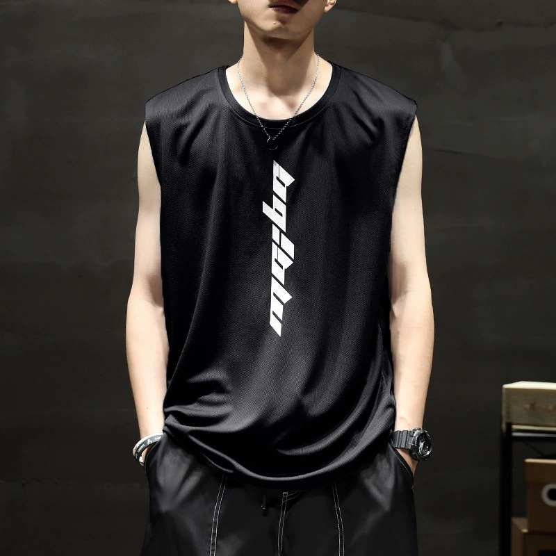 Ледяной шелк быстросохненный жилет мужской летний фитнес-спорт баскетбол большой размер дышащая футболка без рукавов с тонкими препятствиями