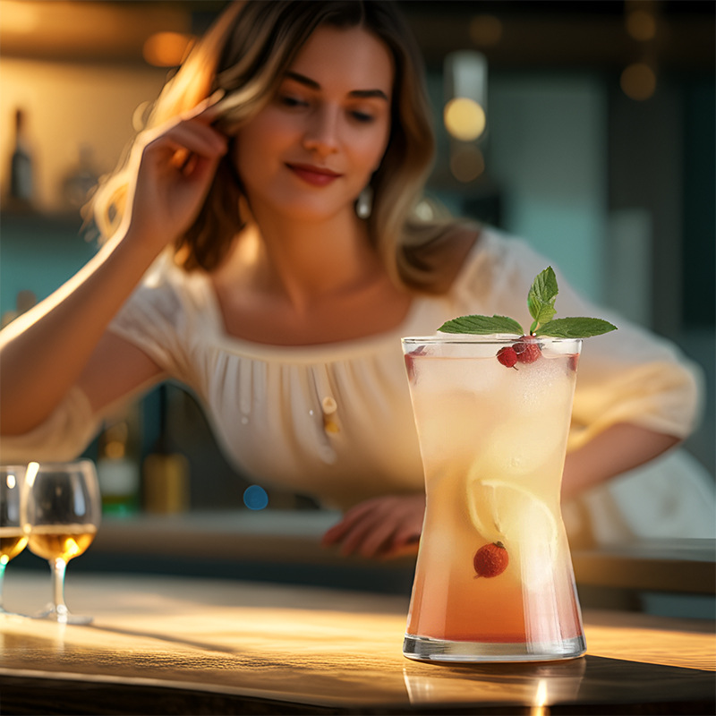 Taza de cristal simple, embudo de cintura de alto valor, taza de café, barra casera, taza de jugo, taza de agua al por mayor