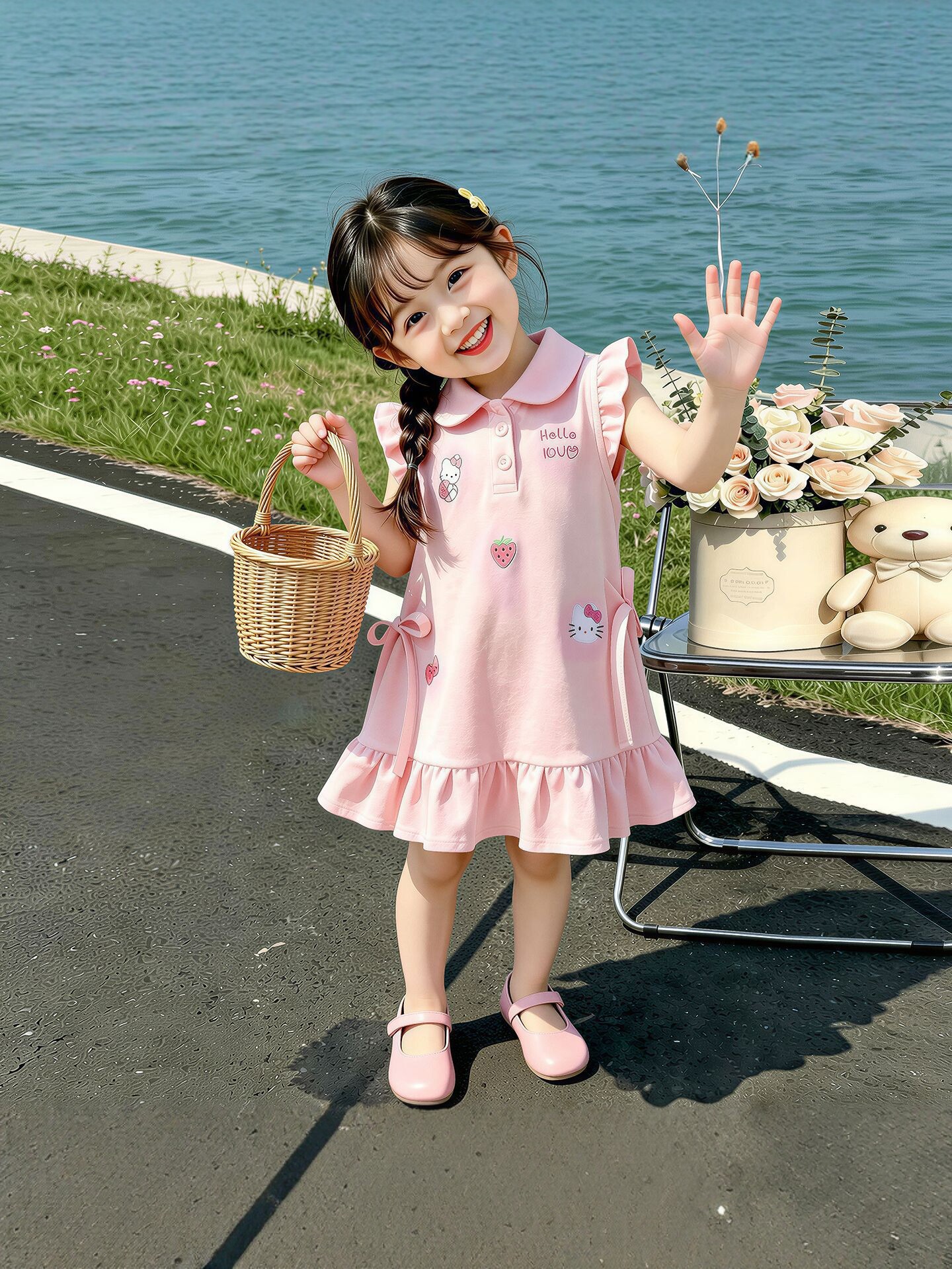 Summer dress, children's skirt, cartoon thin summer clothing girl's, western style