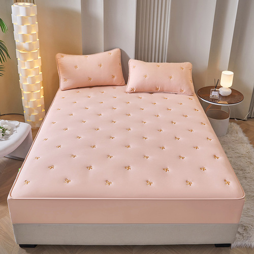 A-class soybean embroidery quilt cover with integrated cotton padding, 100% cotton washable cotton quilt cover, bed sheet set, memory foam mattress protector