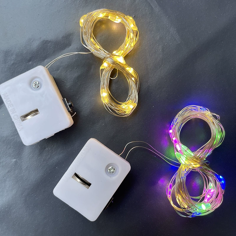 Светодиодные гирлянды на медной проволоке с кнопочным управлением, на батарейках, для экспорта на Amazon, регулируемые, с тремя режимами мигания