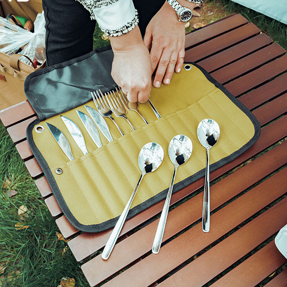 Bolsa portátil de almacenamiento de cubiertos al aire libre bolsa de colgar cubiertos de acero inoxidable bolsa de viaje bolsa de almacenamiento de cocina bolsa de acampamento
