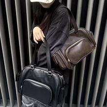 2025新款阿迪复古风百搭邮差女包三叶大容量休闲单肩包手提机车包