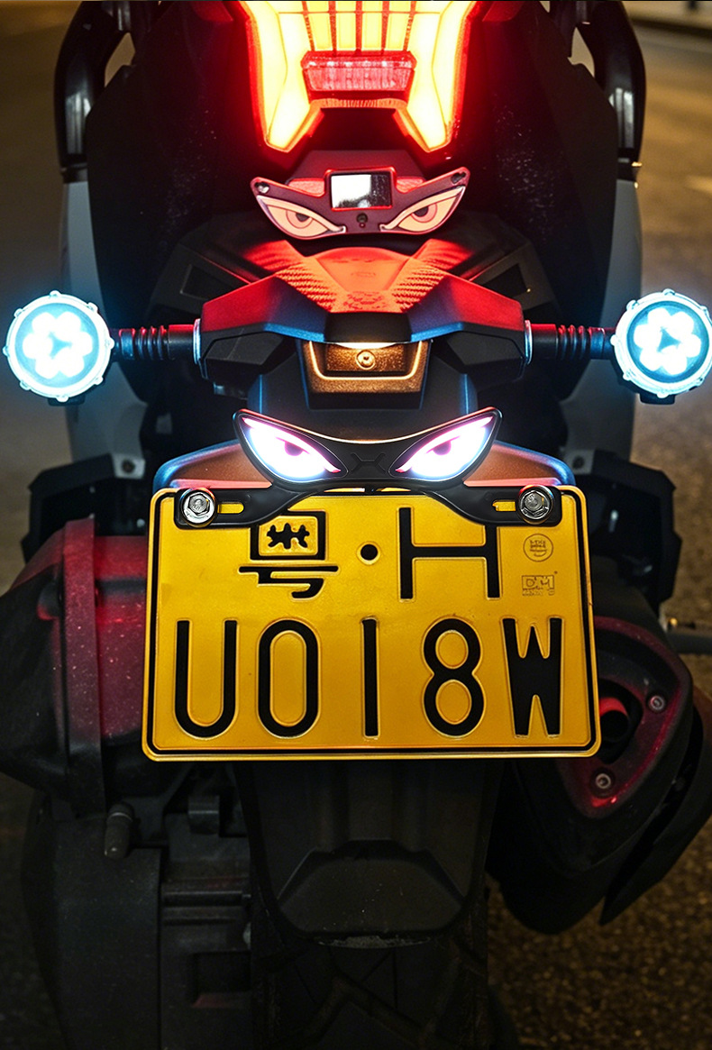 Cross-Border Motorcycle Led License Plate Light, Devil's Eye Ambient Light, Electric Vehicle Modified Decorative Tail Light, Universal Warning Light
