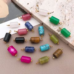 クリスタルストーン円筒ビーズペンダントステンレス鋼小さなペンダント DIY 手作りイヤリングネックレスブレスレットジュエリーアクセサリー