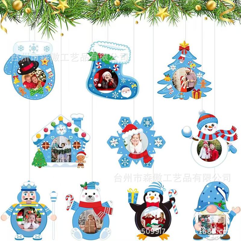 クロスボーダークリスマス木製フォトフレームペンダントクリスマス雰囲気アレンジメントクリスマスツリーハンギング装飾木製工芸品|undefined