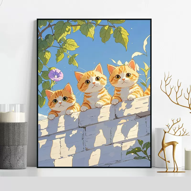 【秋天的猫】DIY数字油画手工填色填充卡通动漫手绘丙烯画挂画