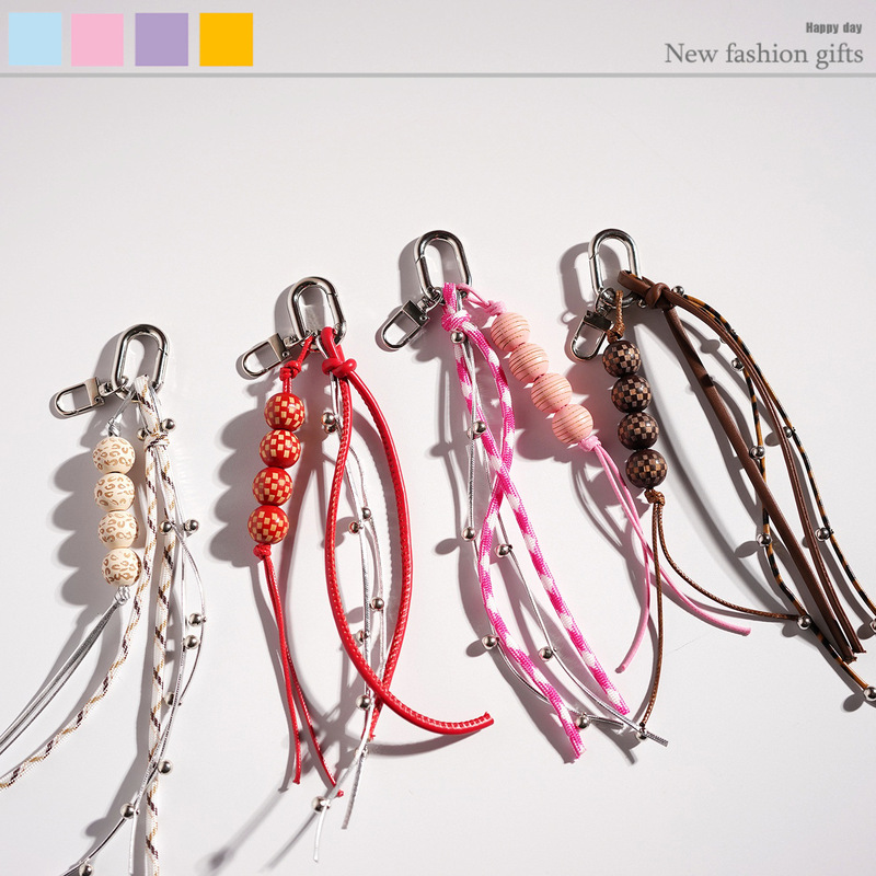 Wooden Original Handmade Tassel Headphone Bag Pendant Creative Support Bag Pendant High-End Car Keychain