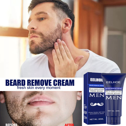EELHOE men's hair removal cream for body, chest hair, beard, gentle and non-irritating hair removal cream, hand and armpit hair removal and cleaning