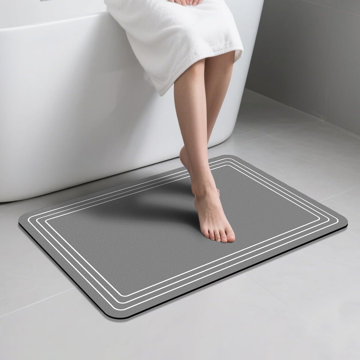 Minimalist Geometric Diatomite Bath Mat For Shower And Bathtub_voghion.com