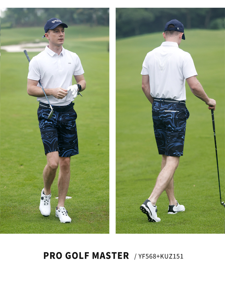Áo thun golf nam tay ngắn PGM thoáng khí co giãn mùa hè — KUZ151-Quần Trắng, KUZ151-Quần màu xanh nước biển, Yf568-áo màu xanh hải quân, YF568-Áo màu trắng chi tiết 9