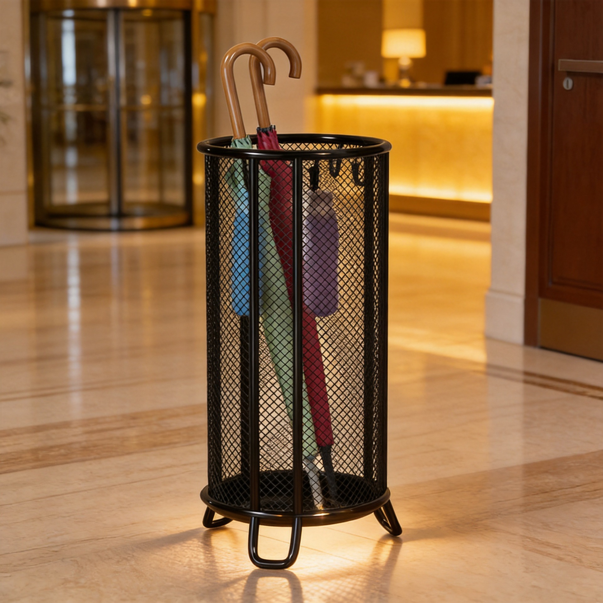 Umbrella storage rack for home entrance, commercial storage umbrella holder, hotel lobby rack, entryway umbrella stand