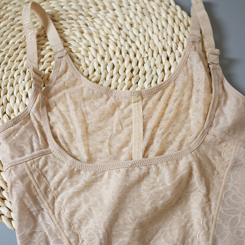 三角塑身连体衣排扣吊带薄款提花收腹塑身托胸提臀束腰