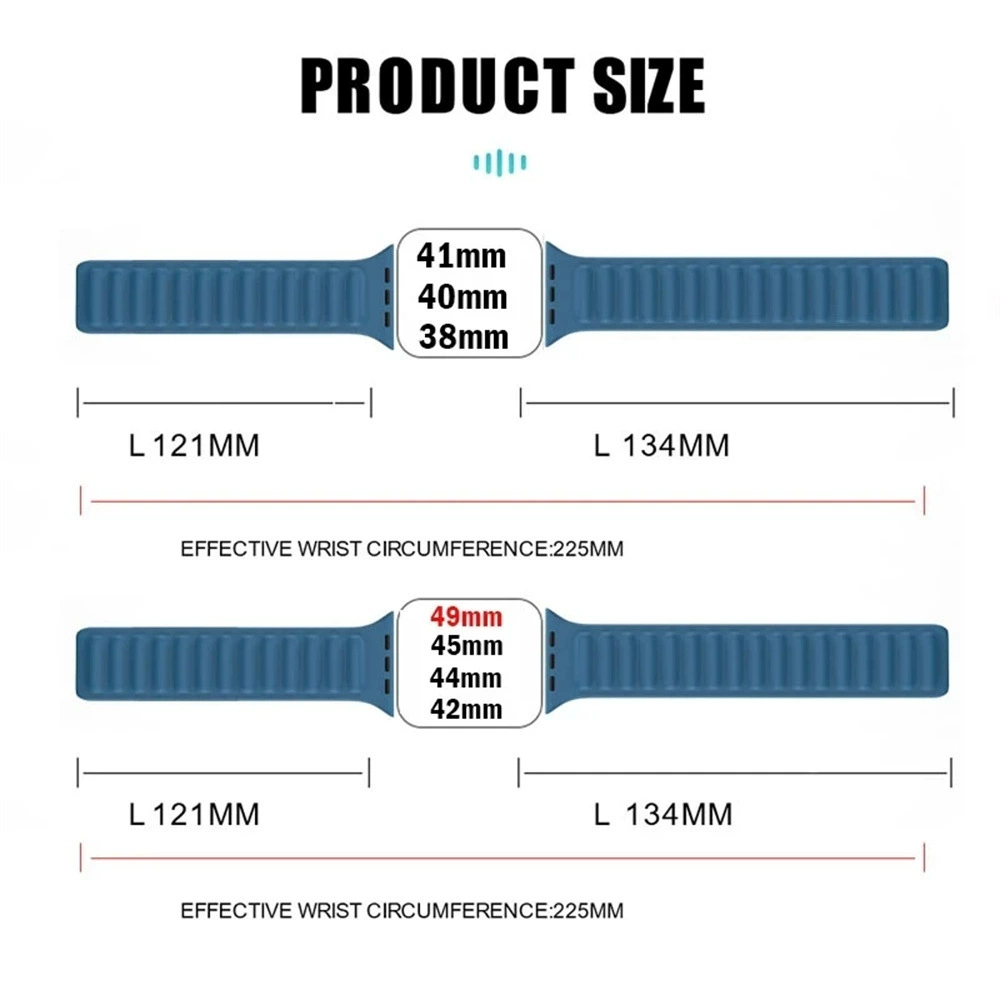 Силиконовый магнитный ремешок для Apple iWatch (совместимость S9, 4/5/6/7/8/9/SE/Ultra2), производитель