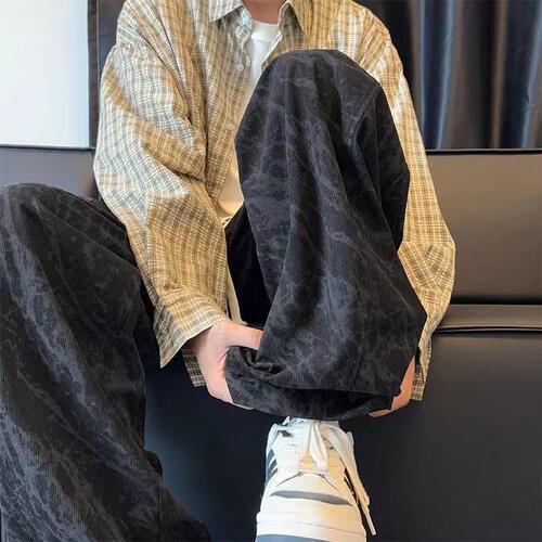 Drop Feeling Letter Full Print Casual Pants Men Design Sensory Autumn Winter Straight Leg Wide Leg Pants Loose Matchy-Dressy Floor-Length Pants