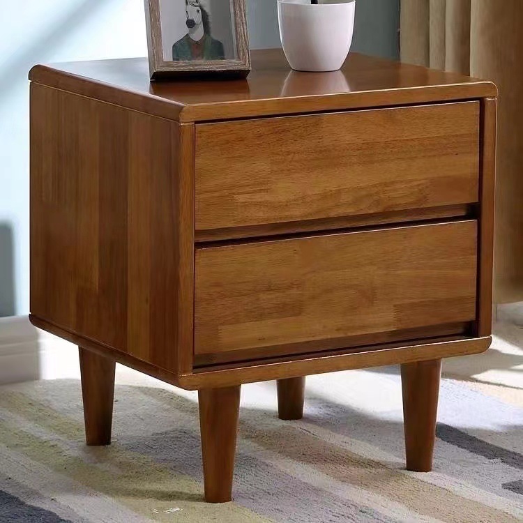 Dormitorio nórdico de madera sólida cabecera de cama gabinete de lado de la cama moderno simple tronco armario de almacenamiento con cajón armario de almacenamiento