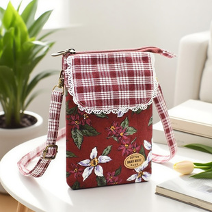 New Fashionable Women's Bag Nine-Color Flower 5-Layer Crossbody Bag Cotton Large Screen Mobile Phone Bag Multi-Layer Easy to Use Storage