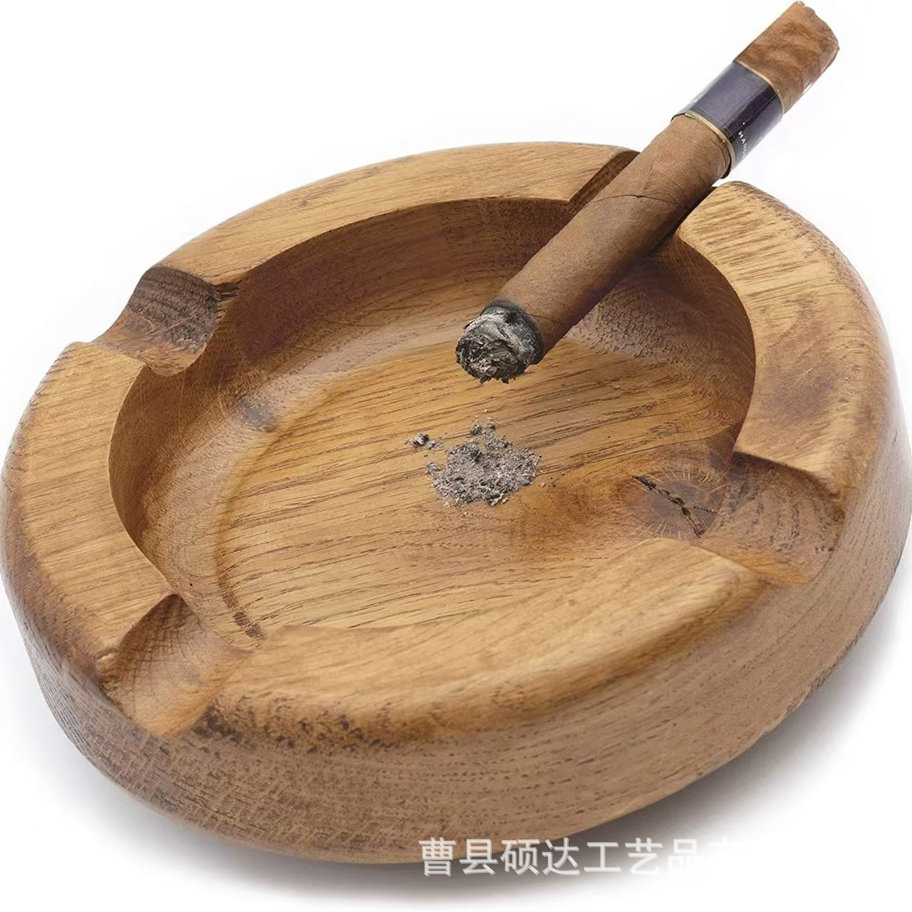 实木雪茄烟灰缸盒四口径烟槽圆形烟灰缸木制家用办公简约烟灰缸-阿里巴巴