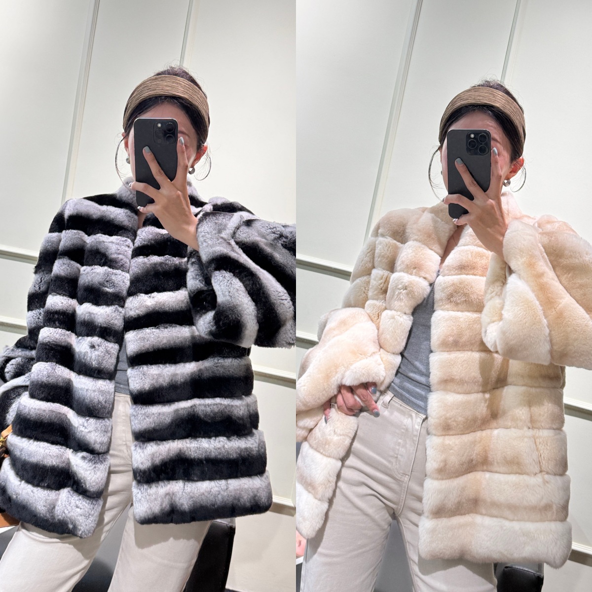 Real photos available~ Haining winter women's new style blue-purple-blue chinchilla chinchilla coat, genuine rabbit fur, whole leather