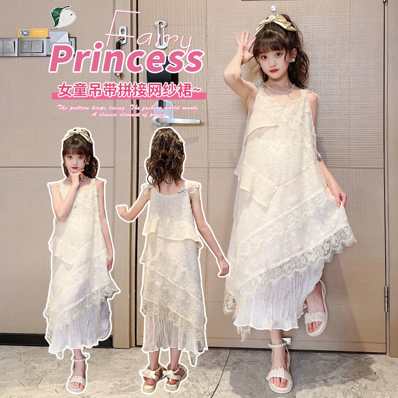 Girls Skirt Summer 2025 New Girls Summer Vacation Bohemian Suspender Skirt Summer Princess Dress