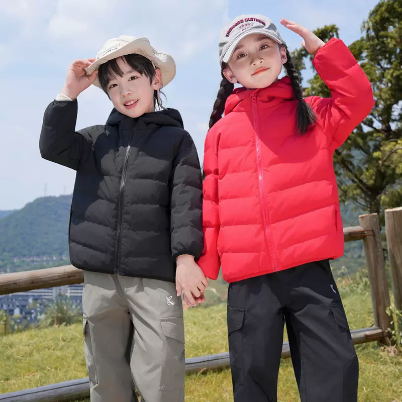 儿童羽绒服男童女童轻薄洋气外套秋冬连帽防风保暖内胆中大童冬装