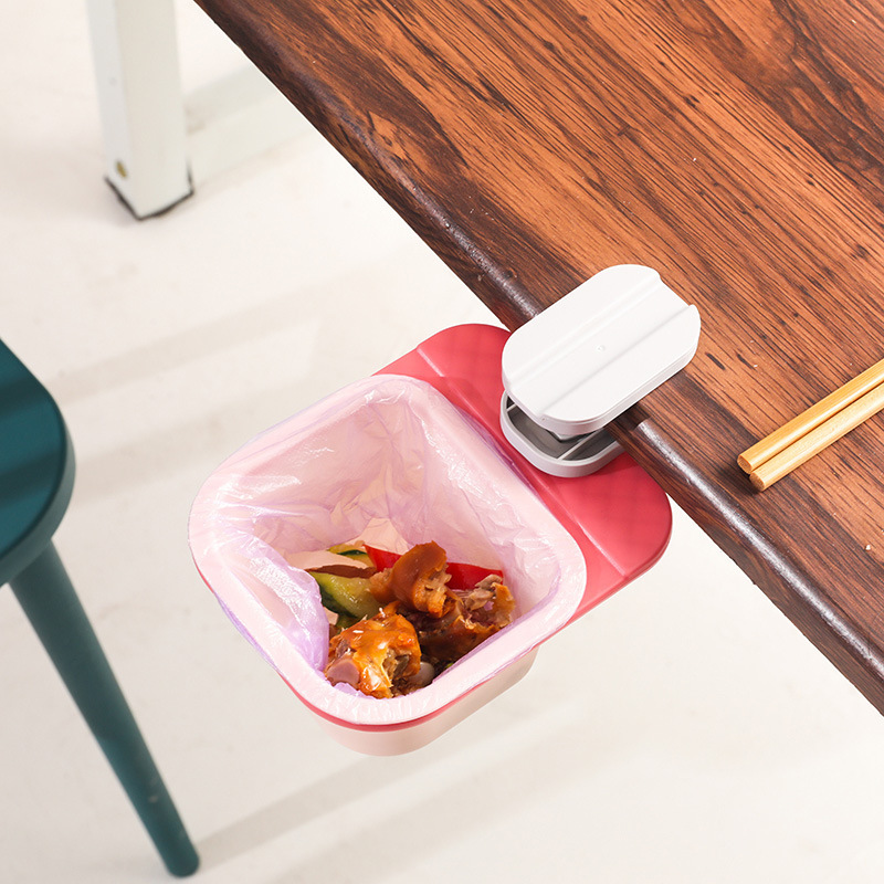 Multi-angle rotating table vegetable residue storage bucket under the table hidden sundries storage box trash can