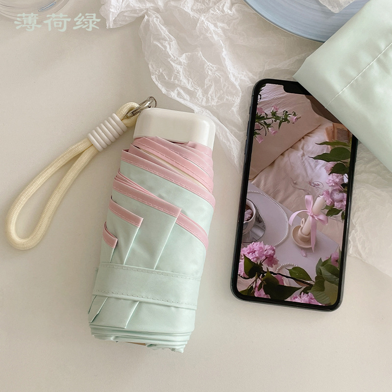 見栄えの良い、超軽量でコンパクトな 40% off ミニ日傘、晴雨兼用、女性用ポータブルダブルカラーグル日焼け止め UV|undefined