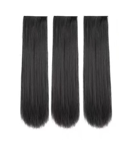 Peruca de cabello largo de mujer tipo tres piezas de imitación de cabello humano largo ondulado cabello largo recto flojo aumento de cabello invisible extensión de cabello sin rastro