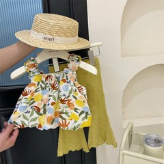 Girls' Floral Bodice Top with Elastic Bell Bottoms - Summer 24 Collection, New Export Children's Clothing, Dropshipping