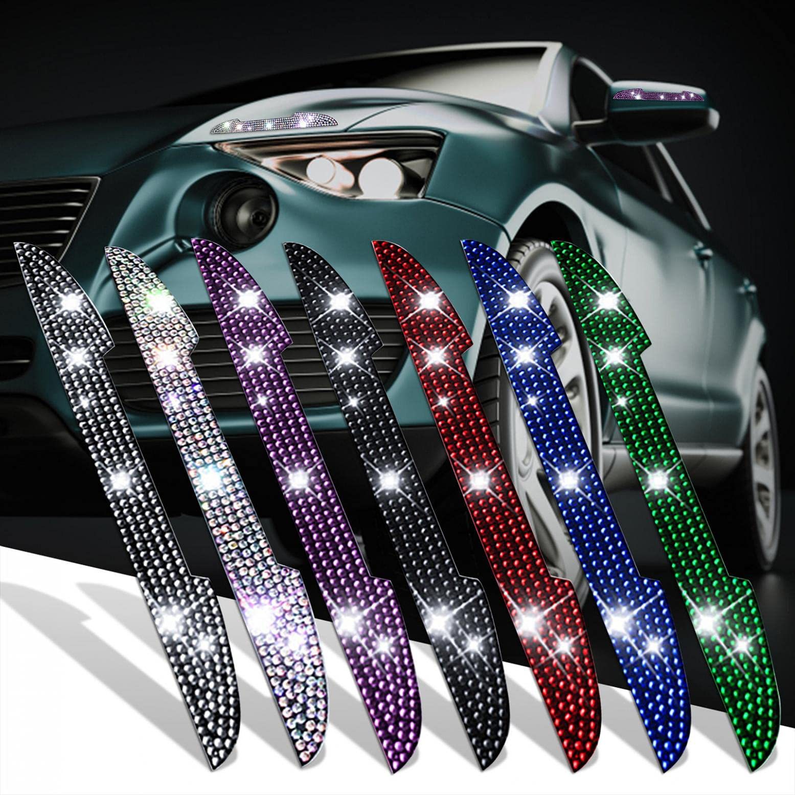 Car Door Edge Anti-collision Strip,Personalized And Creative Door Rearview Mirror,Anti-scratch,Anti-collision Sticker,Decorative Diamond-encrusted Cartoon Girl