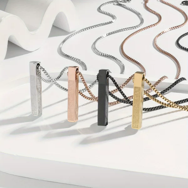 European and American Cross-Border Stainless Steel Pendant Column-Shaped Necklace, Simple and High-End Unisex Clavicle Chain, Niche Style Fashion Item
