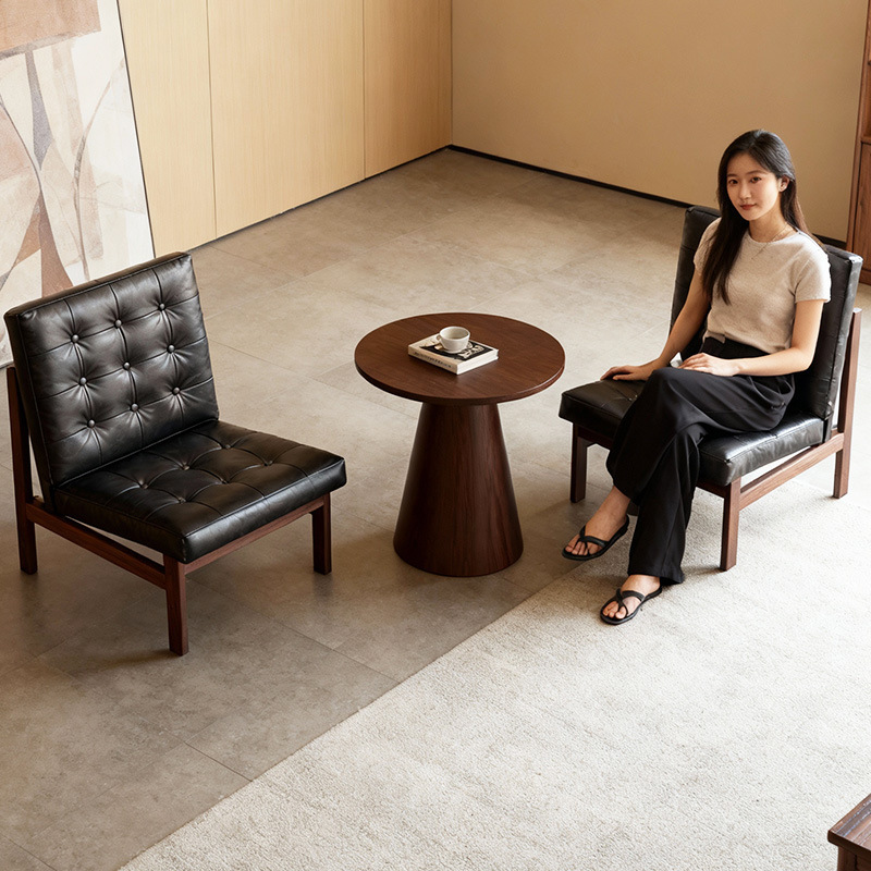 Balcony Leisure Table and Chair Set, One Table and Two Chairs, Three-Piece Set, Trendy Small Single Sofa Chair, Vintage Mid-Century Style Balcony Leisure Table and Chair Set, One Table and Two Chairs, Three-Piece Set, Trendy Small Single Sofa Chair, Vintage Mid-Century Style