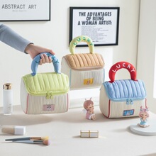 卡通房子化妆包旅行便携收纳包柔软少女洗漱包可爱手提小屋收纳袋