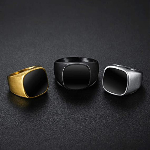 Xinghe wish cross-border e-commerce supply titanium steel round square oil dripping ring personalized ring European and American jewelry