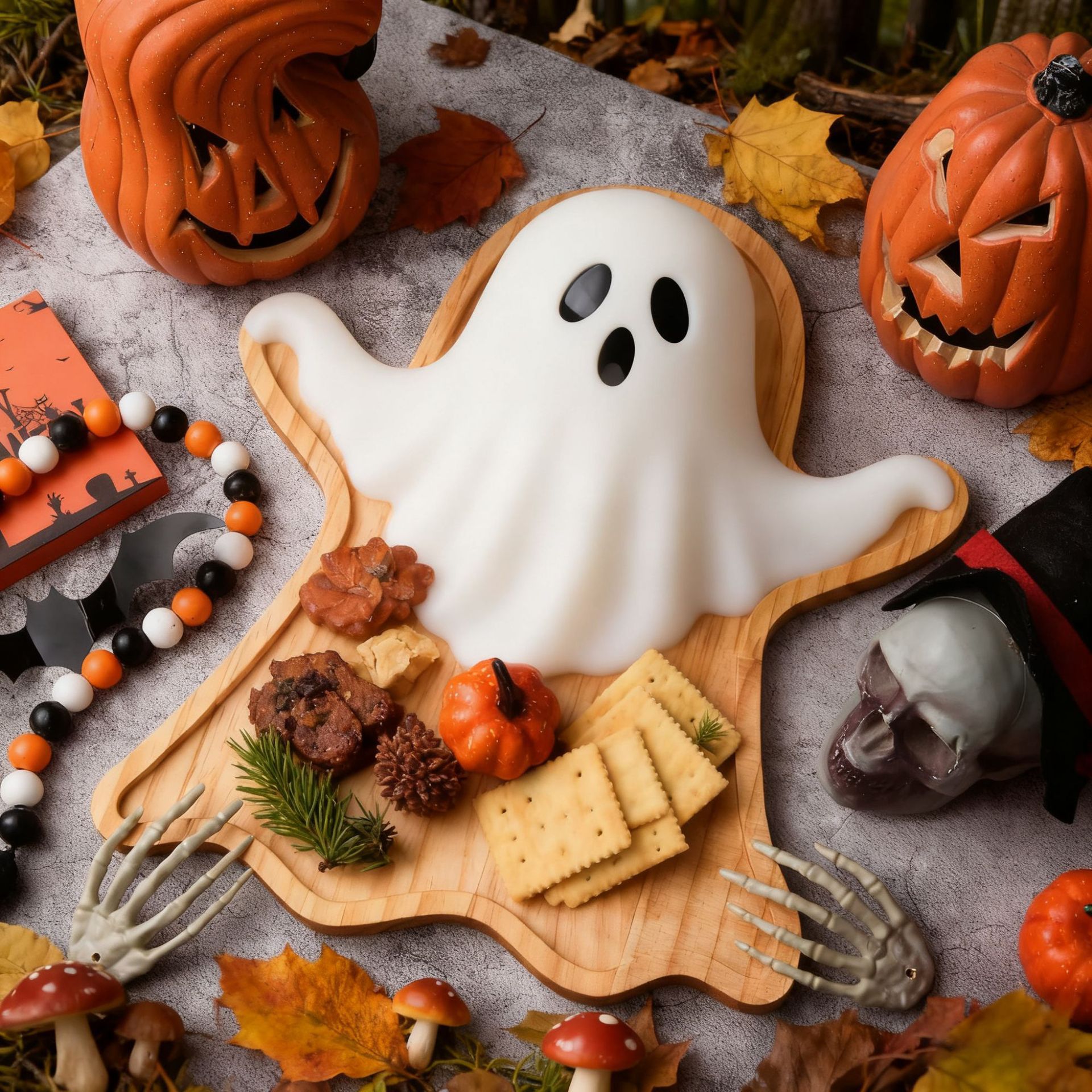 Solid Wood Pumpkin Compartment Tray Halloween Party Fruit Snack Tray Living Room Nut Tray Decorative Tray Factory
