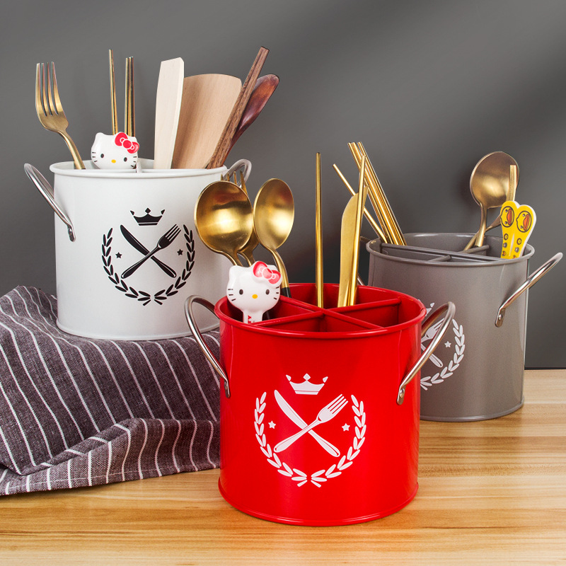 Retro knife, fork, spoon and chopstick storage tube, tableware and chopstick tube, knife and fork spoon bucket storage box, kitchen drain chopstick cage