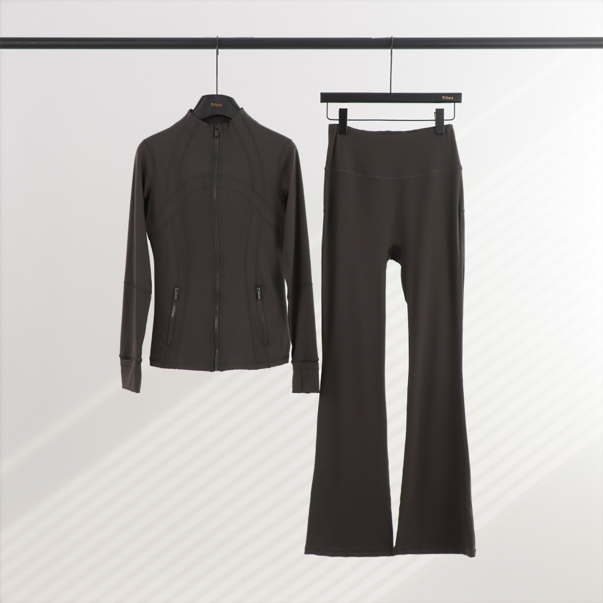 LULU chaqueta de cuello de喇叭 con cremallera, chaqueta de cuerpo, chaqueta de yoga elástica, mujer
