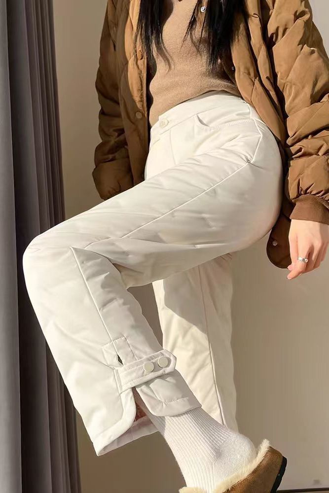 羽绒棉裤女2025秋冬季高腰大码外穿加厚阔腿宽松休闲保暖工装裤子