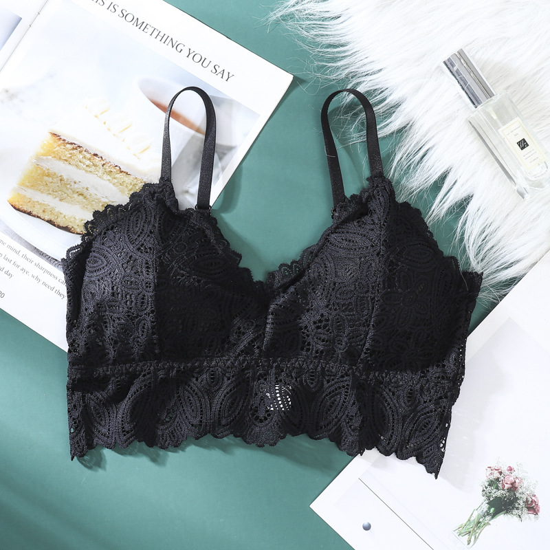 Triángulo Copa ropa interior inalámbrica de las mujeres otoño sexy encaje belleza espalda de tres filas de hebilla sujetador de tamaño libre sujetador image 11