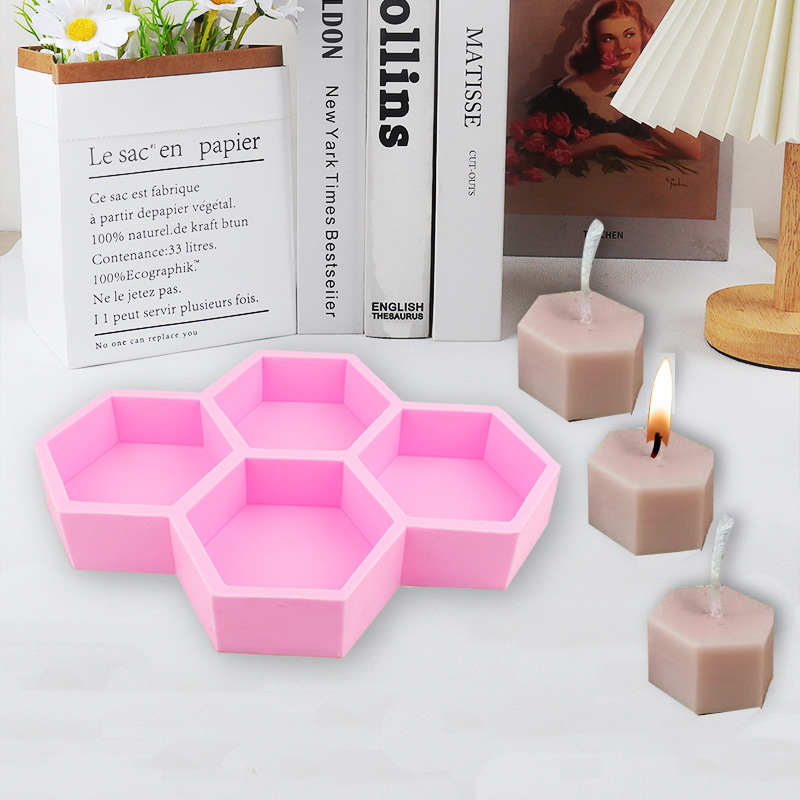 Cuatro hexágono molde de cera de banana molde de adornos de banda magnética casera molino DIY molde de decoración de cera de abeja