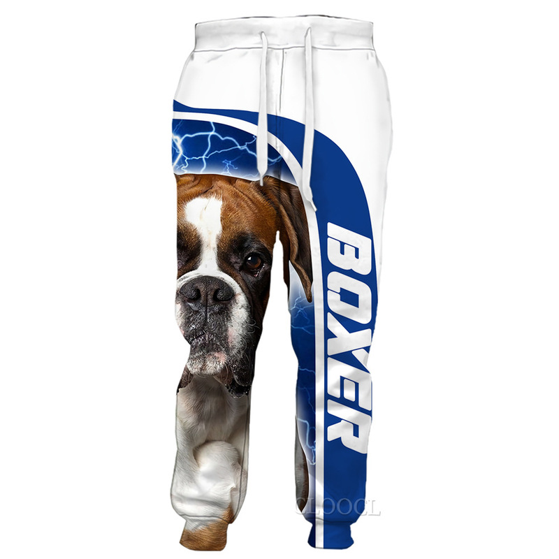 Amazon hot new boxer 3D digital dog printed trousers sports casual jogging pants factory wholesale