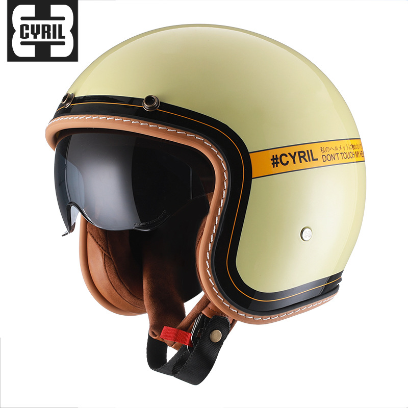 CYRIL casco retro Siro mujer tres cuartos hombre crucero americano verano motocicleta motocicleta medio casco 206
