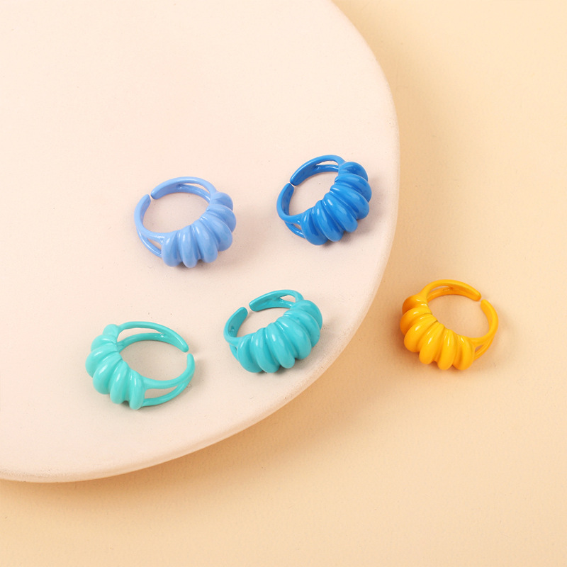 7g Weight Women'S Gender Royal Blue, Light Blue, Lake Blue, Green, Yellow Color Simple Candy Color Geometric Opening Ring Wholesale 2