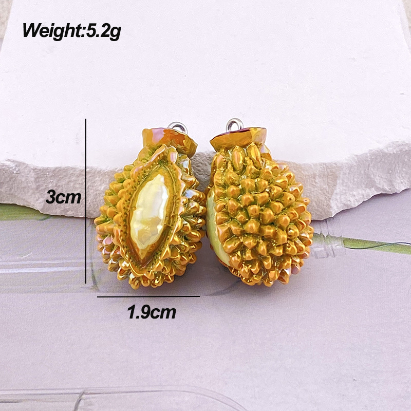 55g Weight Pendant Jewelry Making Type 31*20mm, 32*24mm Jewelry Making Size DIY Jewelry Accessories Classification 10 PCS/Package Quantity Resin Material Durian, Corn, Shrimp Pattern All Seasons Season Cute Style 10 PCS/Package 31*20mm 32*24mm Resin Durian Corn Shrimp Pendant 3