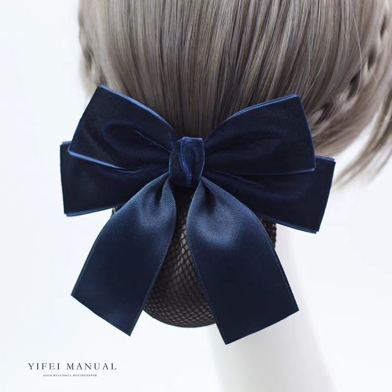 Nurse hair net, professional headpiece, women's hair accessory for flight attendants, bank employees, and hotel staff, suitable for work and everyday wear, hair net with velvet bow hair clip