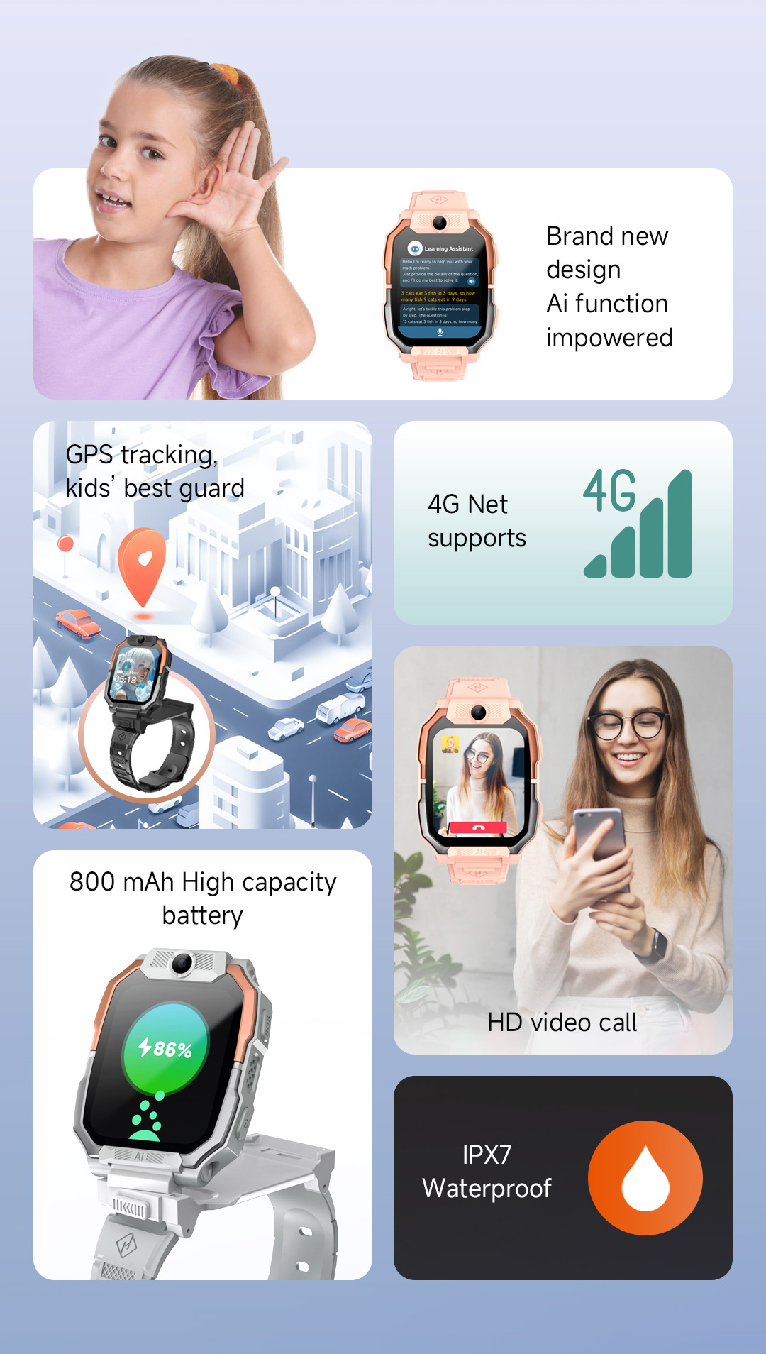 Cross-border smart children's smartwatch gifts for boys and girls, card-inserting video call watch factory direct sales details Picture