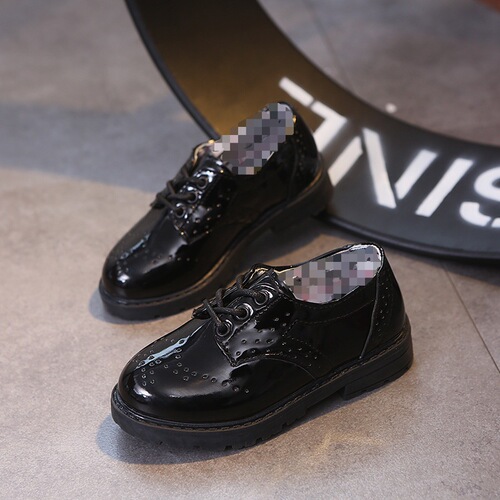 Boys' Single Shoes Children Black and White Leather Shoes Student British Style Casual Shoes Flower Children Suit Formal Dress Performance Shoes